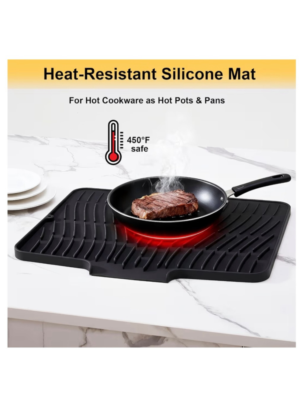 NEW Silicone Dish Drying Mat Kitchen Counter Non-Slip Dish Drying Pad Drain - Picture 6 of 7